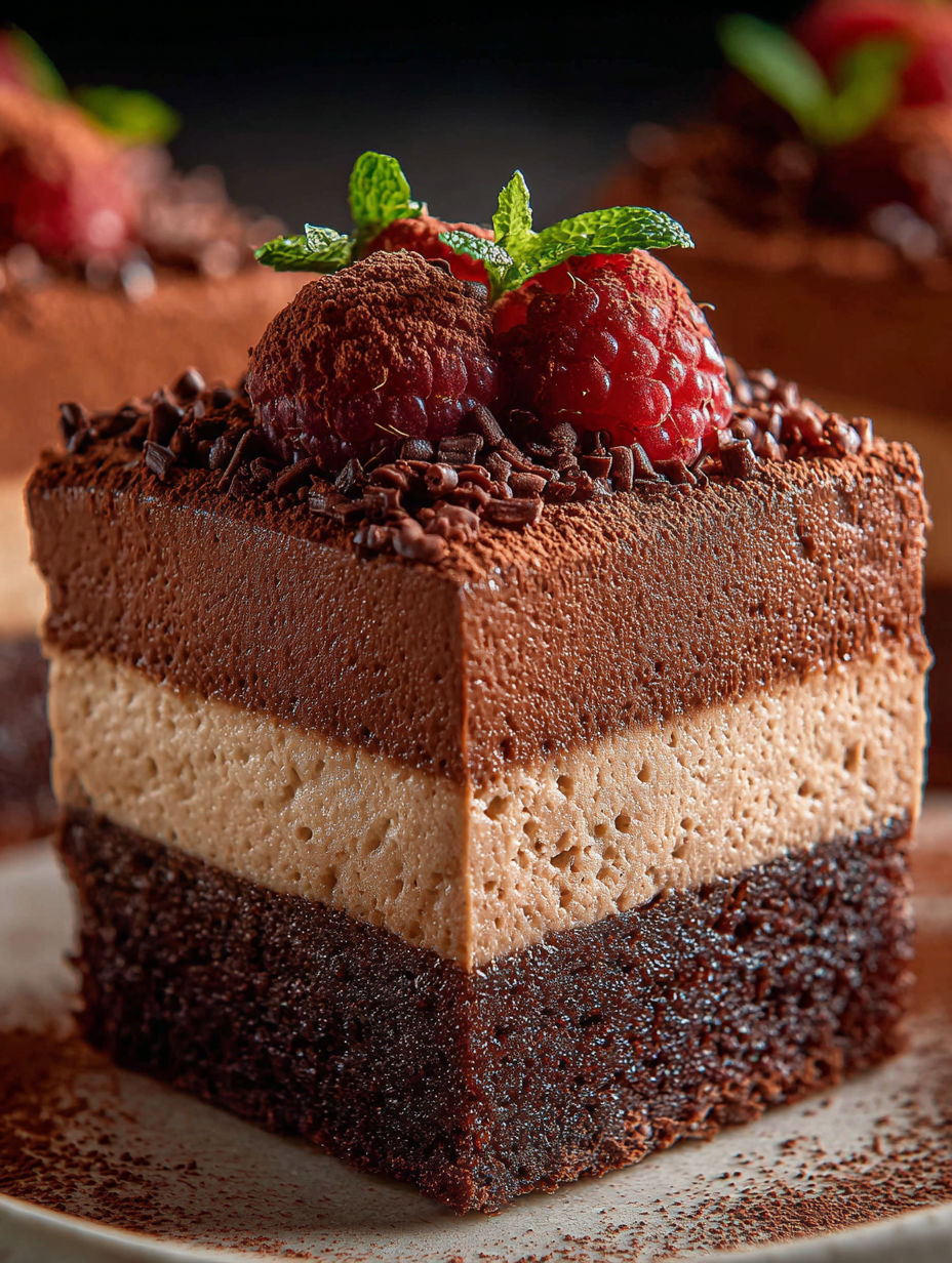 Ein Stück Schoko-Mousse-Brownie