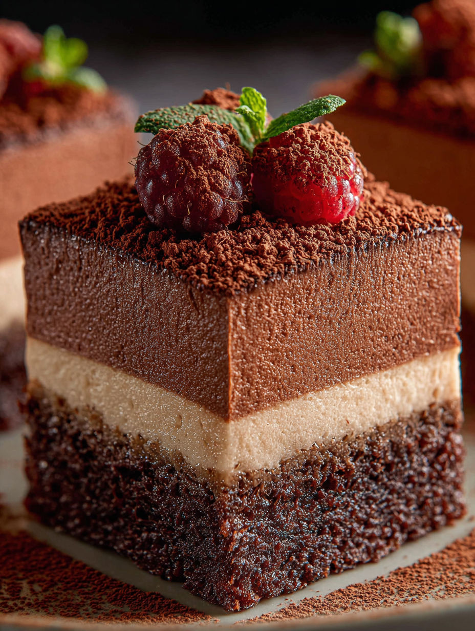 Ein Stück Schoko-Mousse-Brownie