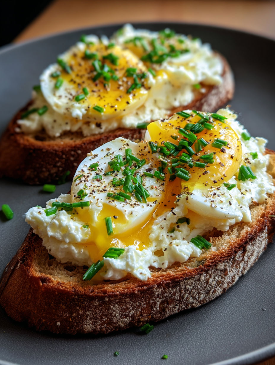 Zwei Toasts mit Ei und Käse.