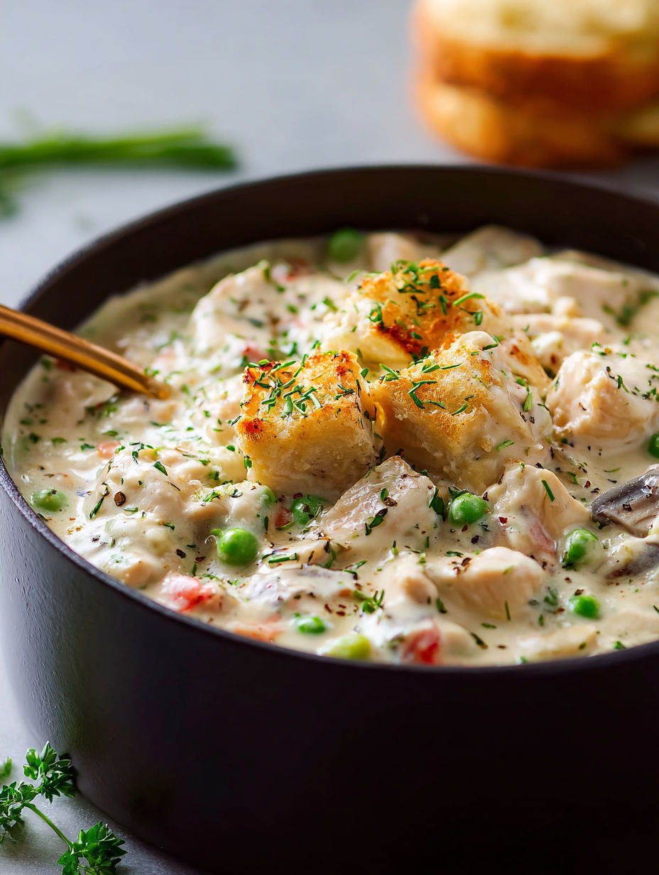 Eine Schüssel Chicken a la King.