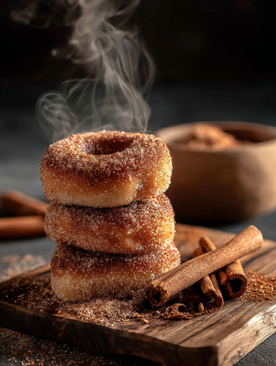 Ein Stapel Zimtringe mit aufgehender Rauchwolke.