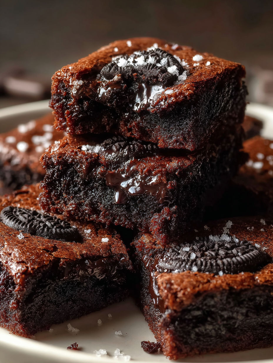 Ein Teller mit Oreo-Brownie-Keksen.