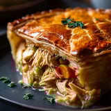 Nahaufnahme eines Hähnchen-Pies.
