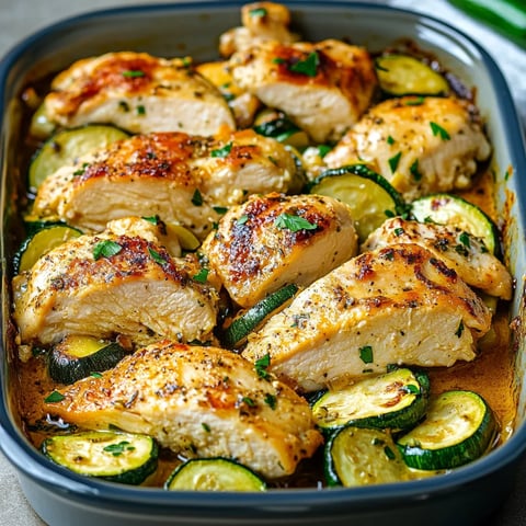 Huhn mit Zucchini aus dem Ofen