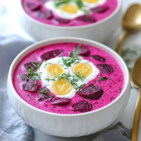 Kalte Borschtsch Suppe mit Roter Bete