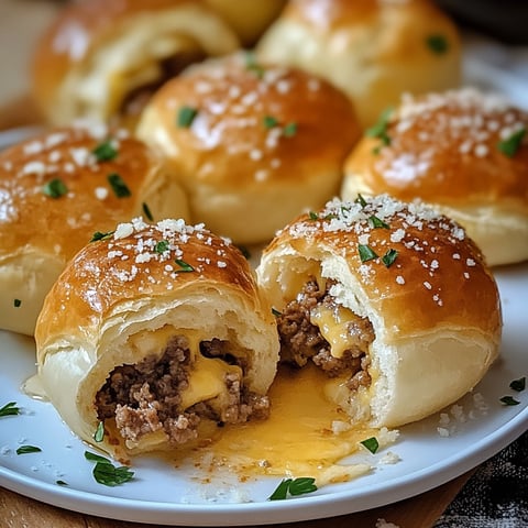 Cheeseburger-Bomben mit Knoblauch und Parmesan