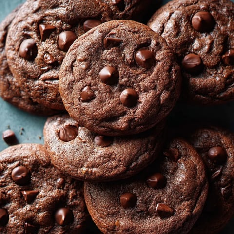 Köstliche Schokokekse auf einem Tisch.