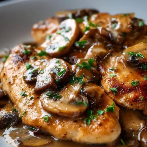 Huhn mit Pilzen und Kräutern.