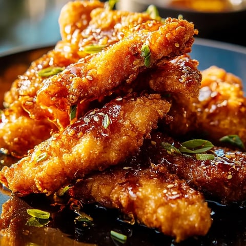 Ein Teller mit frittiertem Hühnchen und Soße.