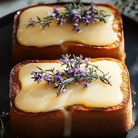 Zwei Brotscheiben mit Butter und Lavendel obendrauf.