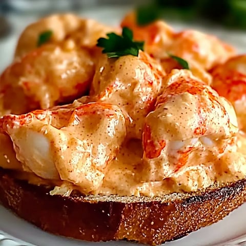 Ein Teller mit einem Stück Brot und cremiger Sauce.