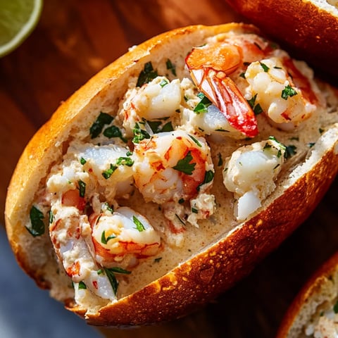 Ein Sandwich mit Hummer- und Krabbenfleisch.