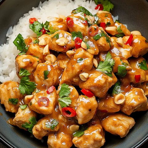 Eine Schüssel mit Huhn und Reis.