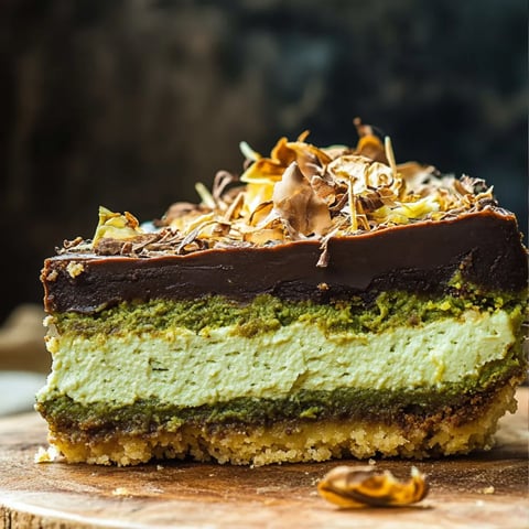 Ein Stück Kuchen mit Schokolade und Creme.