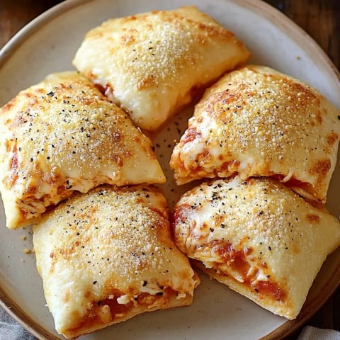 Ein Teller mit vier Käse-Tomaten-Pizzas.