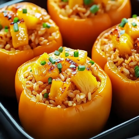 Ein Gericht mit Paprika und Reis.