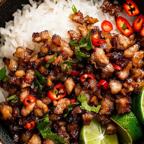 Eine Schüssel mit Reis und Fleisch.