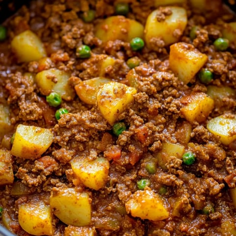Eine Schüssel mit Fleisch und Kartoffeln.