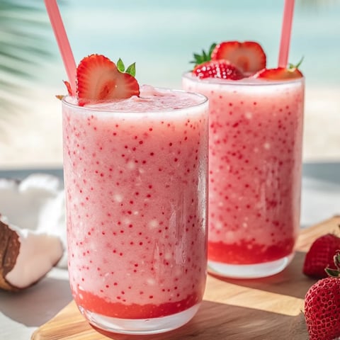 Zwei Gläser mit Erdbeermilch.