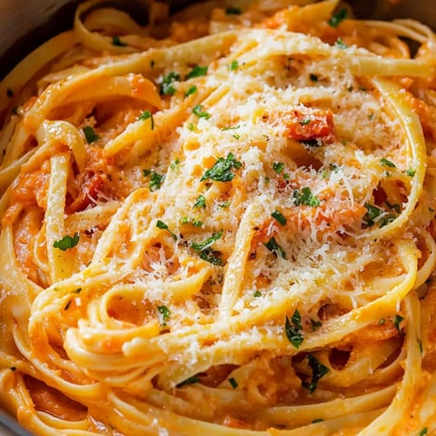 Eine Schüssel Pasta mit Käse und Tomatensoße.