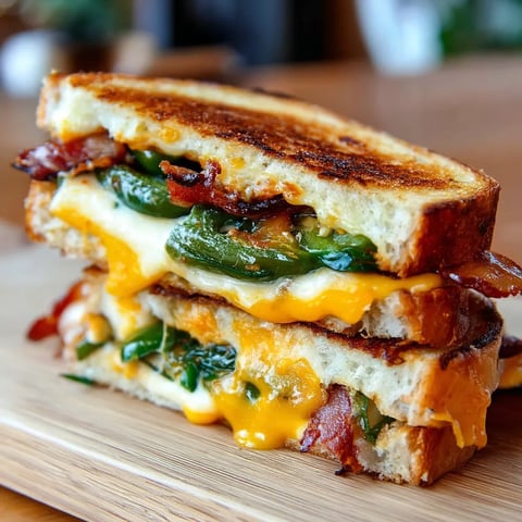 Ein Sandwich mit Bacon, Käse und Peperoni.