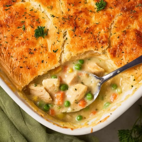 Eine Gabel steckt in einer Schüssel Suppe.