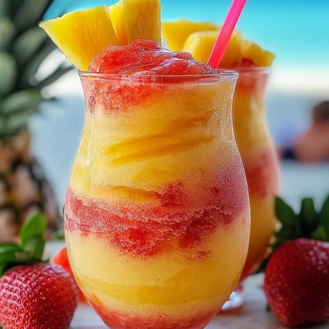 Ein Glas Ananassaft mit Erdbeeren.