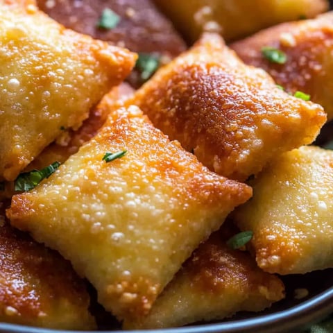 Eine Schale voller Snacks mit grünem Kräutertopping.