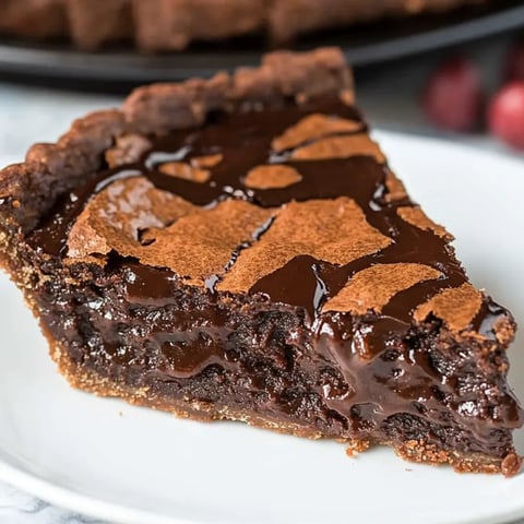 Ein Stück Schokoladenkuchen auf einem weißen Teller.