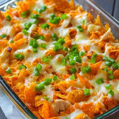 Ein Teller mit Nachos, überbacken mit Käse und Frühlingszwiebeln.