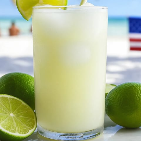 Ein Glas Limettenlimonade, daneben frische Limetten.