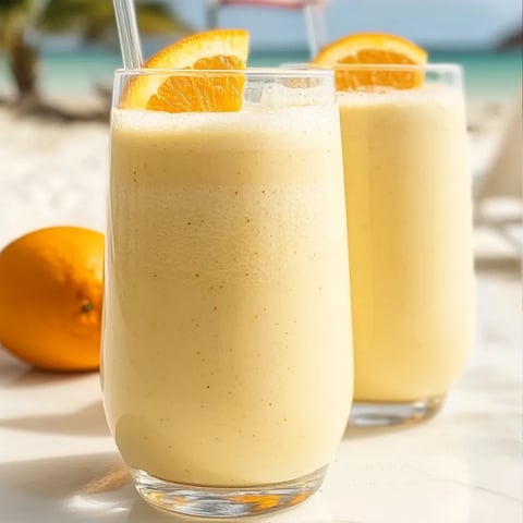 Zwei Gläser mit Orangensaft und Orangenscheiben drin.