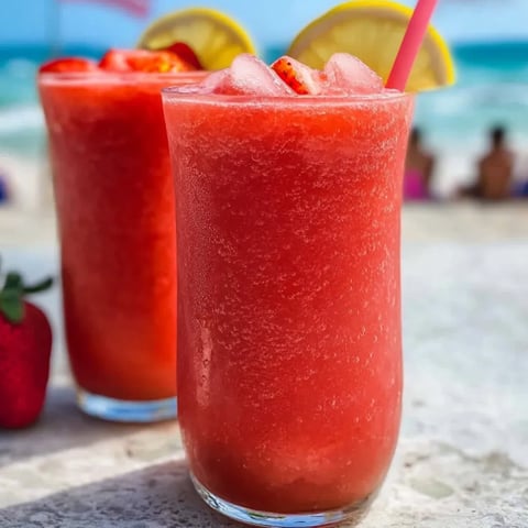 Zwei Gläser rotes Getränk auf dem Tisch.