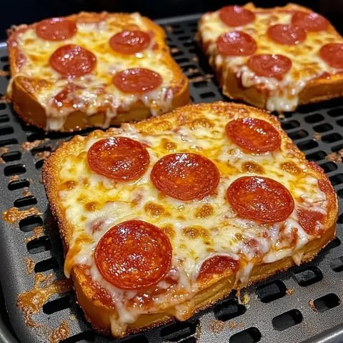 Ein Stück Peperoni-Pizza liegt auf einem Grillrost.