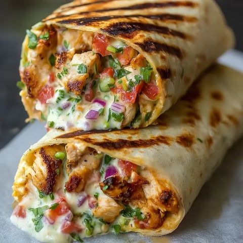 Ein Hähnchen-Wrap mit Tomaten und Salat.