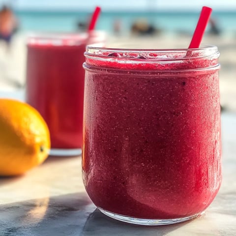 Ein Glas roter Saft mit Zitrone als Deko.