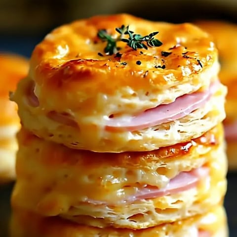 Ein Stapel Sandwiches mit Schinken und Käse.