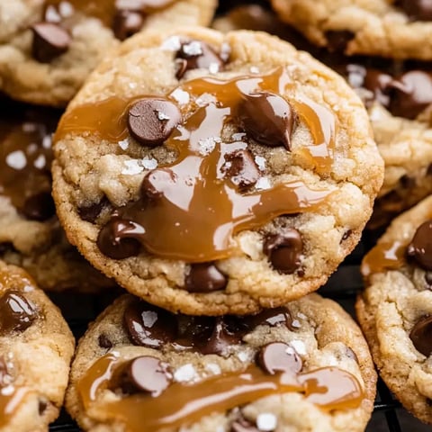 Cookies mit Schokostücken und Karamellguss.