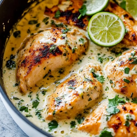 Eine Schale Hähnchen mit Limettenspalten obendrauf.