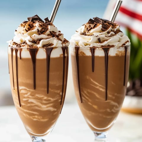 Zwei Schoko-Shakes serviert mit Sahne.
