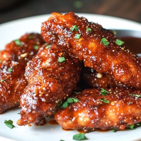 Ein Teller mit BBQ-Hähnchenflügeln.