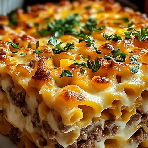 Ein Auflauf mit Käse und Gemüse.