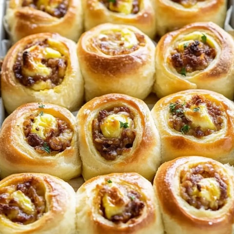 Ein Tablett mit Blätterteiggebäck und verschiedenen Füllungen.