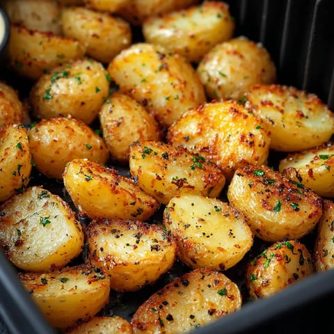 Ein Blech mit Kartoffeln und Kräutern.