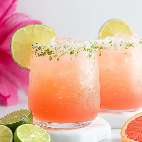 Zwei pinke Drinks auf Eis, mit Limettenstücken.