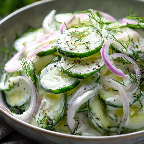Eine Schüssel Gurkenscheiben mit Zwiebeln.
