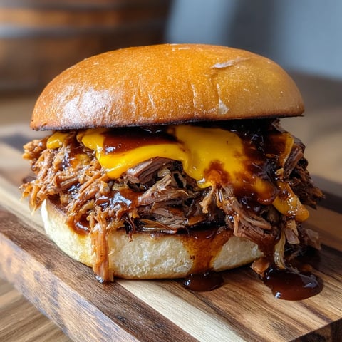 Nahaufnahme von einem BBQ Sandwich.