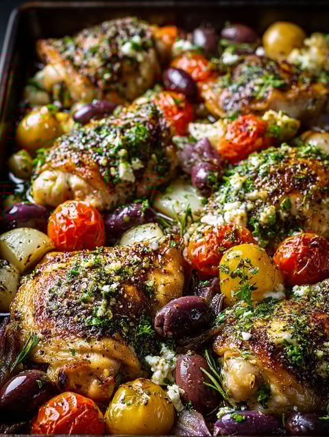 Leckeres griechisches Huhn vom Backblech.