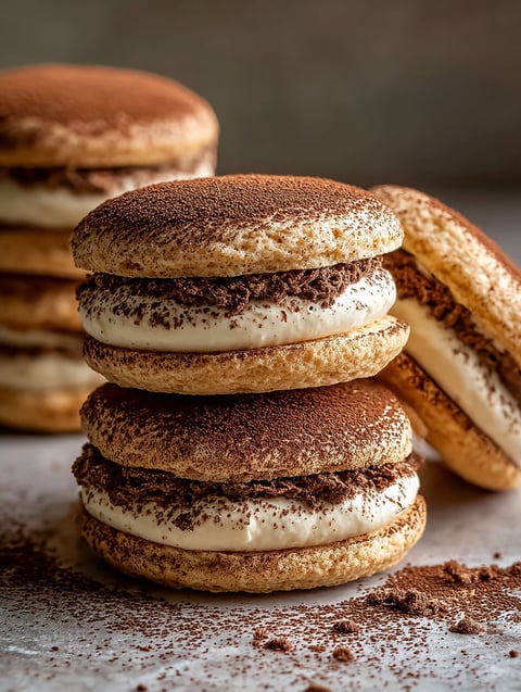 Tiramisu Kekse schön gestapelt.