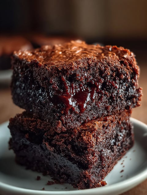 Zwei Stücke Schokokuchen mit Schokoglasur.